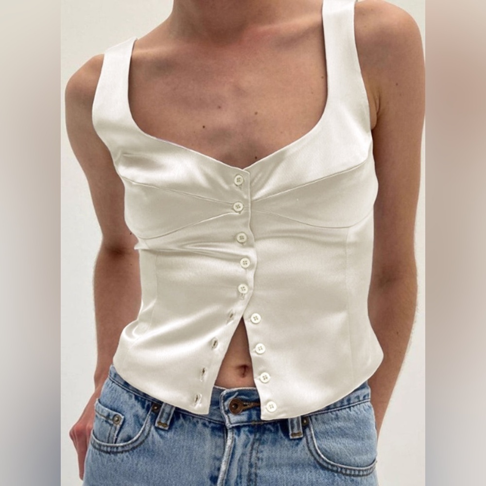 Commense Casual Button-Front Strappy Top - Picture 3 of 4